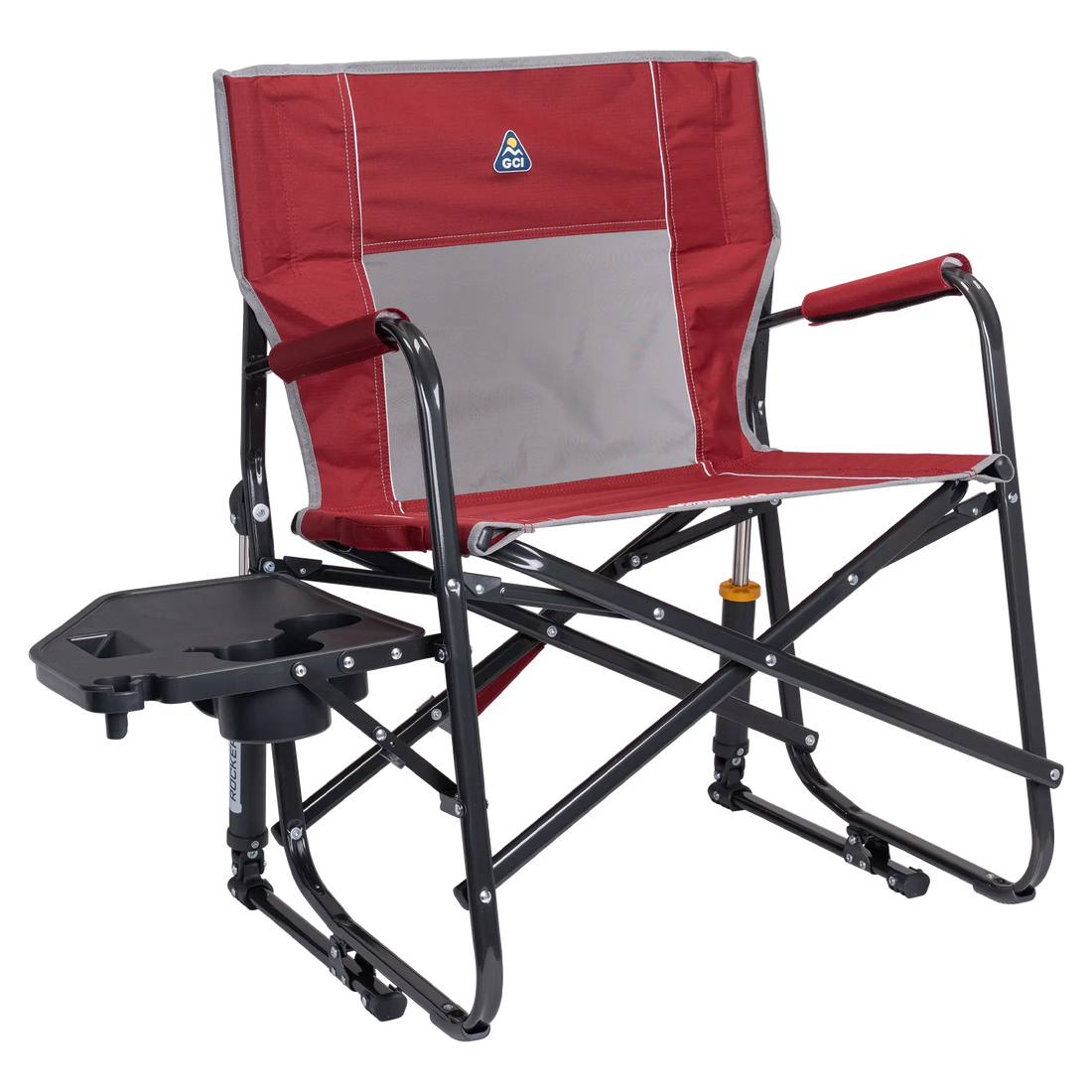 Smooth Motion Freestyle Rocker XL with Side Table - Choice 836 - Patented Spring-Action Rocking Chair for Camping - Cinnamon