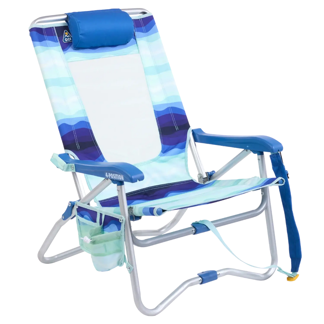 Rust-Resistant Aluminum Bi-Fold Beach Chair - Choice 601 - Portable Heavy-Duty Low Boy Chair for Ocean Side - Wave