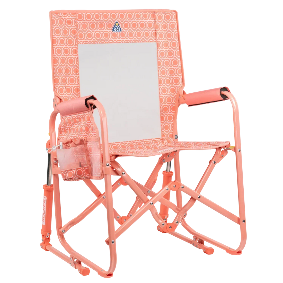 Patented Spring-Action Stowaway Rocker - Choice 794 - Patented Spring-Action Rocking Chair for Camping - Coral Mosaic