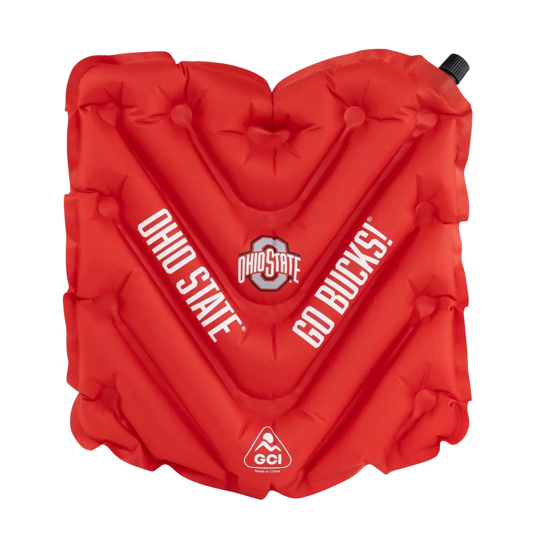 Ergonomic Back-Support College V Seat Inflatable Stadium Cushion - Ohio State Buckeyes - Choice 778 - Grandstand Cushion Seat with Secure Under-Bench Hooks - Default Title