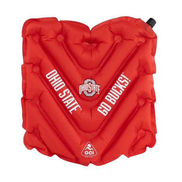 Ergonomic Back-Support College V Seat Inflatable Stadium Cushion - Ohio State Buckeyes - Choice 778 - Grandstand Cushion Seat with Secure Under-Bench Hooks - Default Title