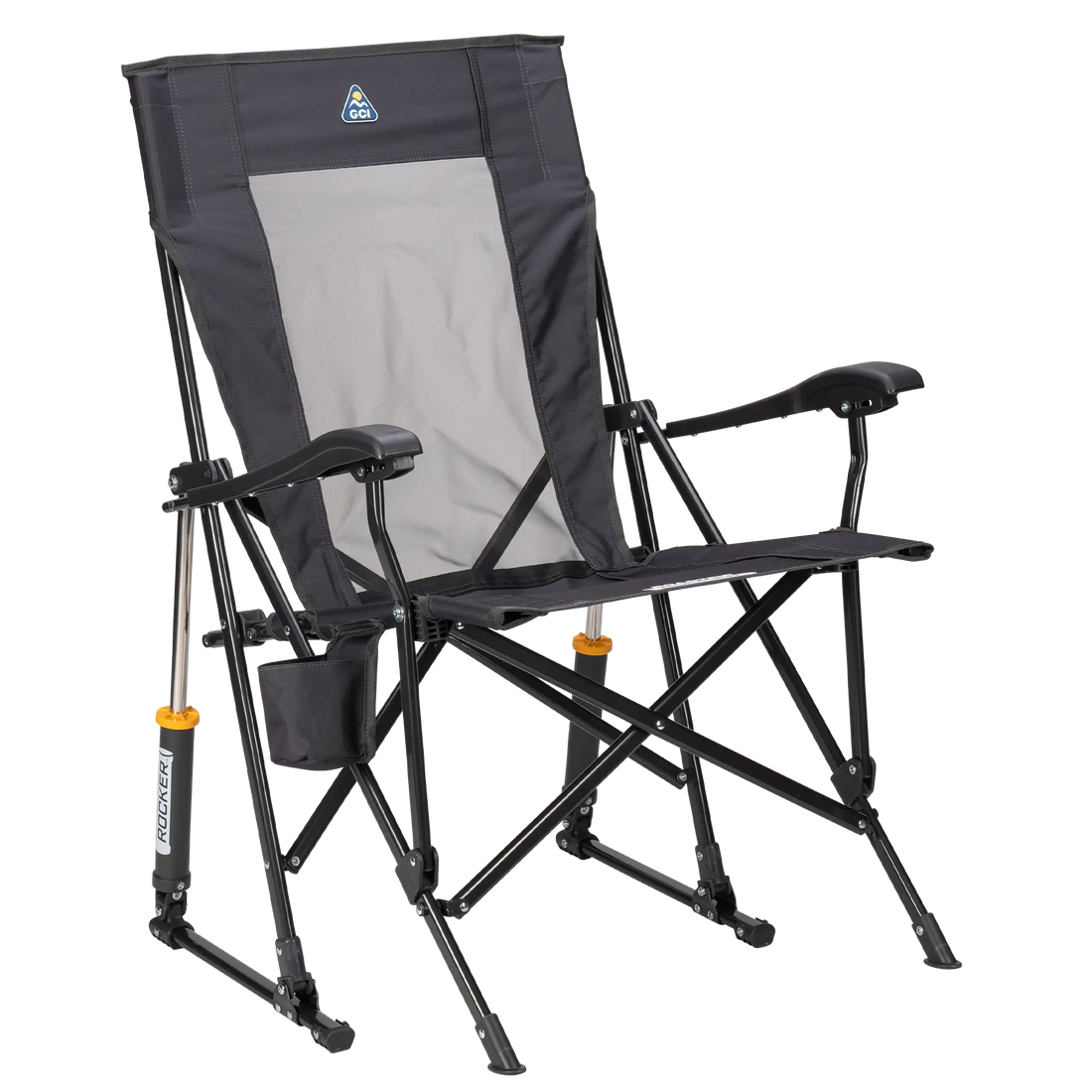 Premium All-Weather RoadTrip Rocker - Choice 855 - Freestyle Rocker Portable Outdoor Folding Chair - Dark Charcoal