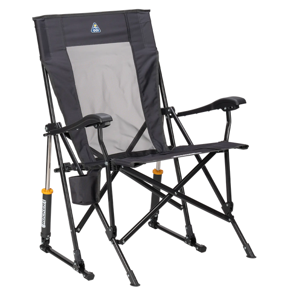 Premium All-Weather RoadTrip Rocker - Choice 855 - Freestyle Rocker Portable Outdoor Folding Chair - Dark Charcoal