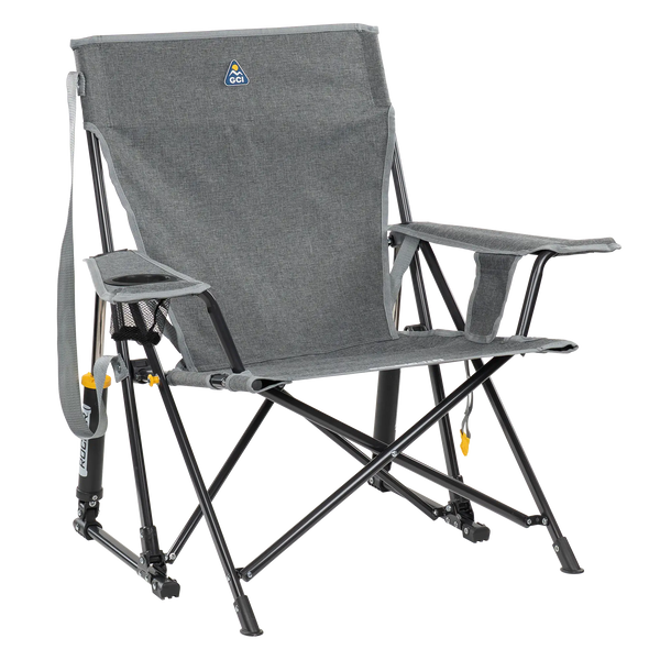 Premium All-Weather Kickback Rocker - Choice 345 - RoadTrip Rocker Smooth Motion Camp Chair - Heathered Pewter