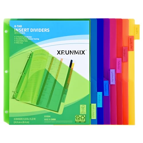 8-Tab Binder Dividers - Index Pockets Divider for 3 Ring Essentials