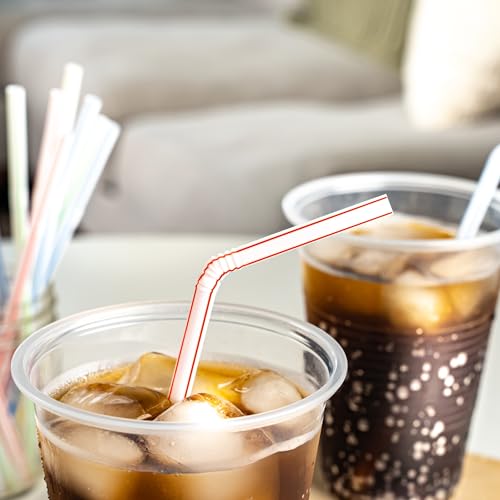 Basics Disposable Striped Plastic Flex Straws, BPA Free, Essentials