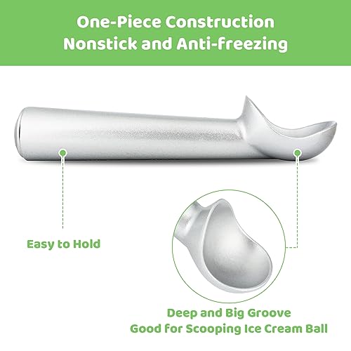 Minimalist Ice Cream Scoop,7 inches Nonstick Anti-Freeze One Piece Essentials