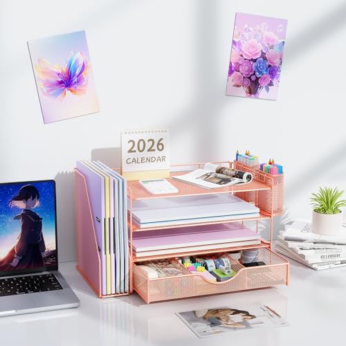 Classic gianotter Desk Organizers and Accessories with File Holder, 4-Tier for Daily Use