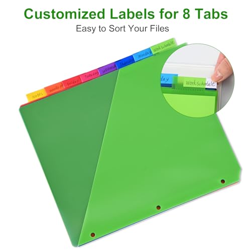 8-Tab Binder Dividers - Index Pockets Divider for 3 Ring Essentials