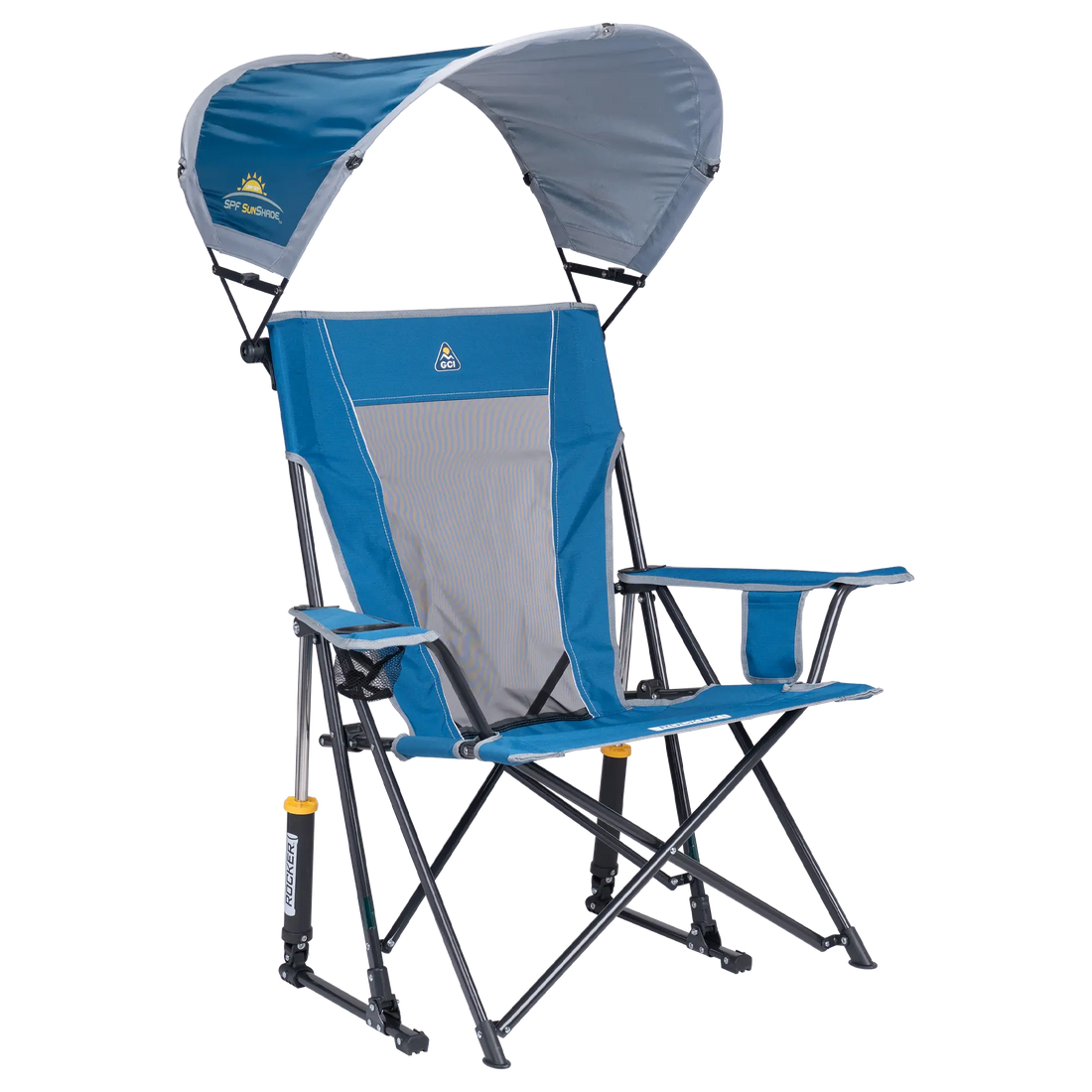 Patented Spring-Action SunShade Rocker - Choice 550 - Patented Spring-Action Rocking Chair for Camping - Neptune Blue