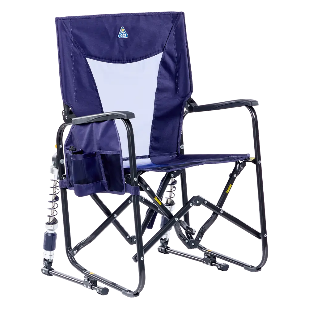 Luxury Camp Adjustable Rocker - Choice 573 - Heavy-Duty Kickback Rocker with Beverage Holder - Rich Blue