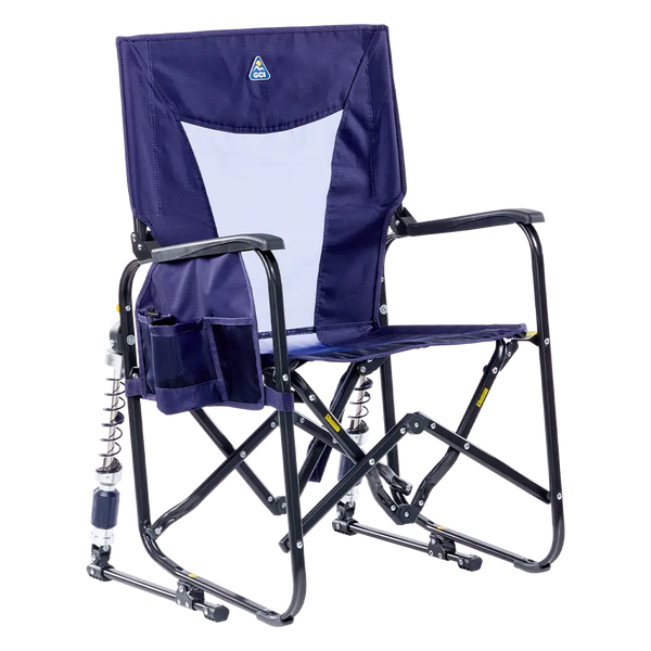 Luxury Camp Adjustable Rocker - Choice 573 - Heavy-Duty Kickback Rocker with Beverage Holder - Rich Blue
