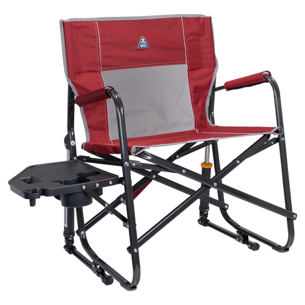 Smooth Motion Freestyle Rocker XL with Side Table - Choice 836 - Patented Spring-Action Rocking Chair for Camping - Cinnamon