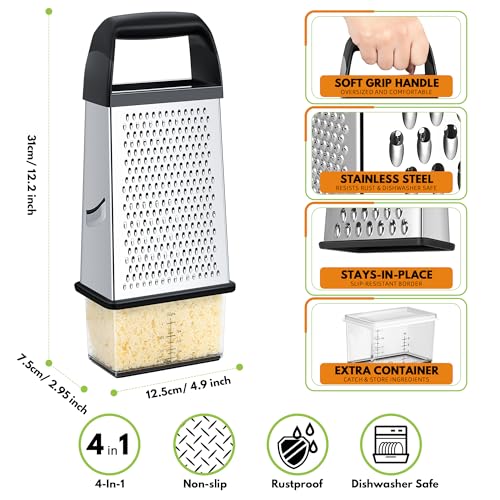 Eco-Friendly Urbanstrive Cheese Grater With Container Box Grater Stainless Steel Essentials