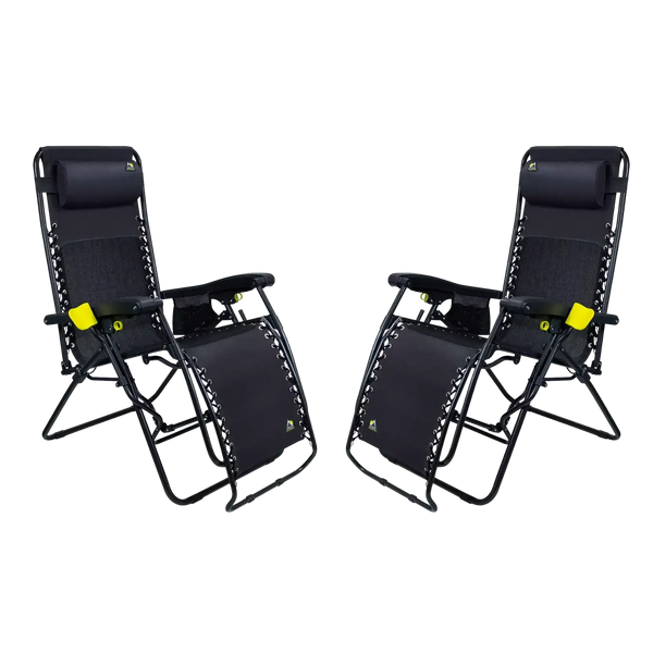 Low-Profile Freeform Zero Gravity Lounger Bundle - Choice 507 - Low-Profile Reclining Beach Chair with Backpack Straps - Black