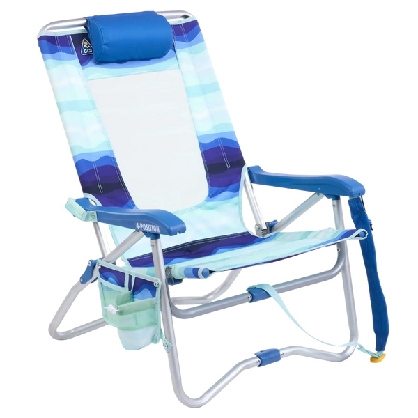Rust-Resistant Aluminum Bi-Fold Beach Chair - Choice 601 - Portable Heavy-Duty Low Boy Chair for Ocean Side - Wave