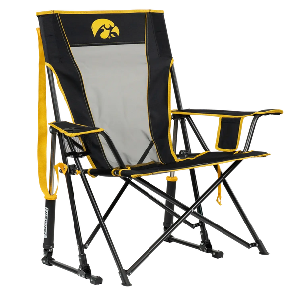 Luxury Camp College Comfort Pro Rocker - Iowa Hawkeyes - Choice 249 - Patented Spring-Action Rocking Chair for Camping - Default Title