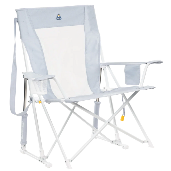 Premium All-Weather Comfort Pro Rocker XL - Choice 107 - Patented Spring-Action Rocking Chair for Camping - Heathered Light Blue