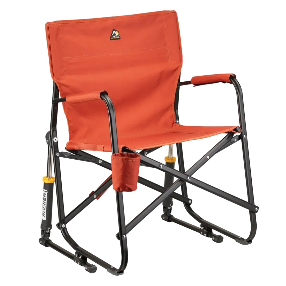 Premium All-Weather Freestyle Rocker - Pumpkin Spice - Choice 373 - Heavy-Duty Kickback Rocker with Beverage Holder - Pumpkin Spice