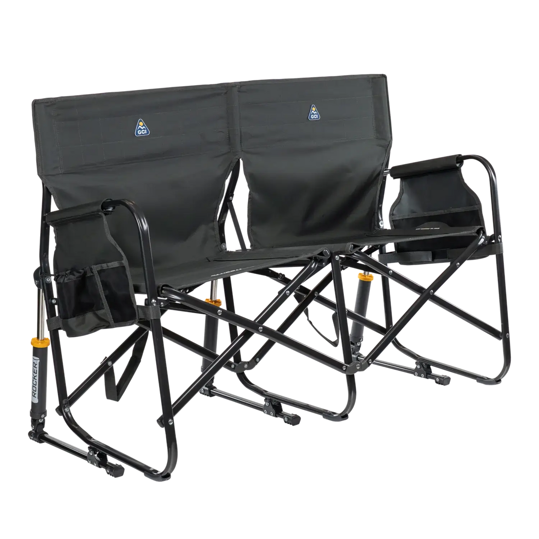 Luxury Camp Tandem Rocker - Choice 227 - Patented Spring-Action Rocking Chair for Camping - Dark Charcoal